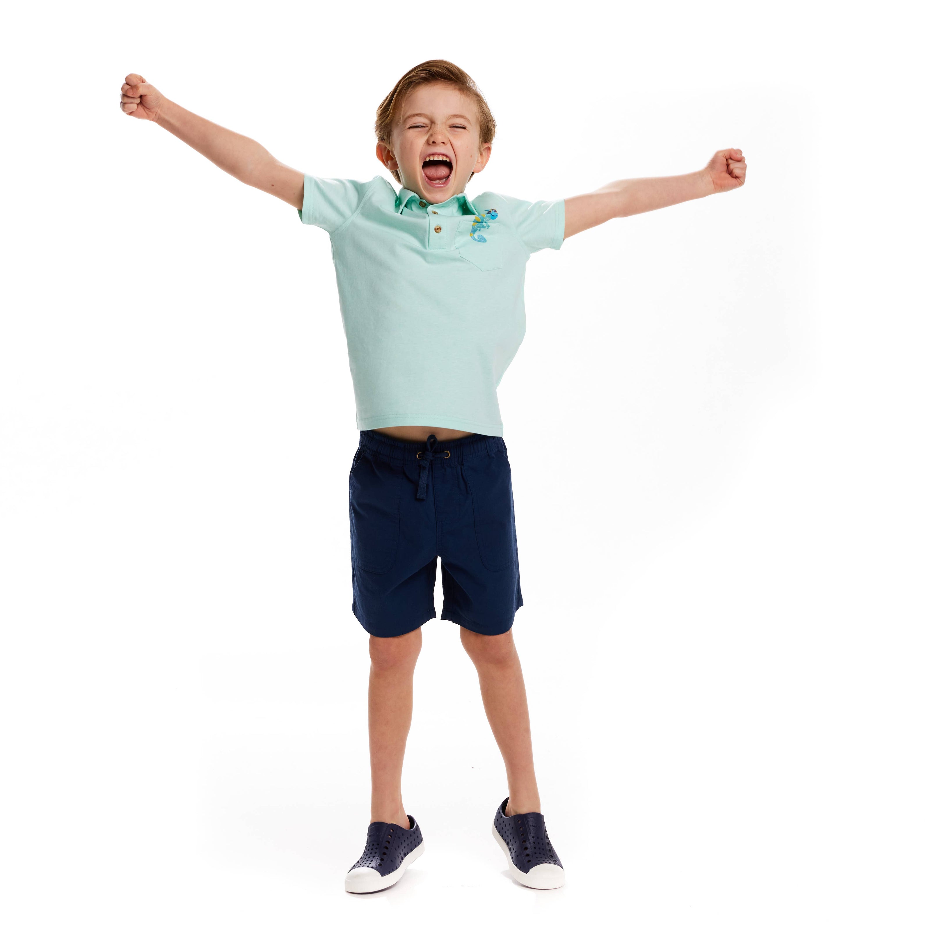 Boys Toddler Aqua Chameleon Playful Pocket Polo Shirt