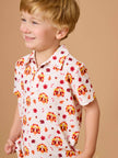 Boys Thanksgiving Turkey Gobble Knit Short Sleeve Performance Polo