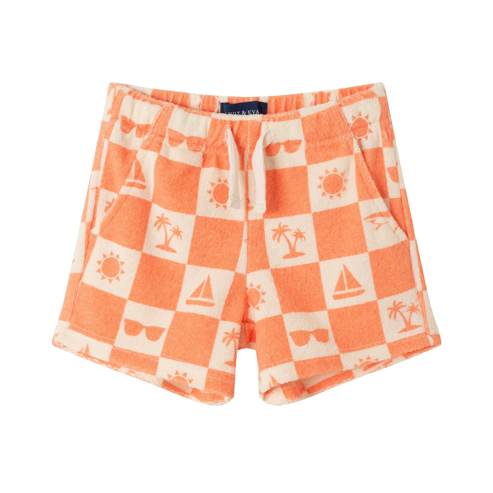 Infant Printed Terry Set | Orange Check