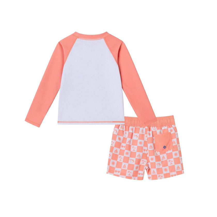 Rashguard & Swim Trunk Set - Sunglasses & Beach Vibes