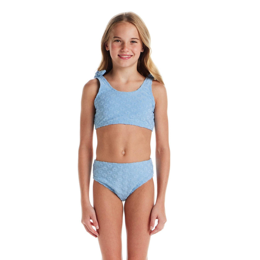 Tween Girls Terry Bikini Cover Up Set | Blue Floral