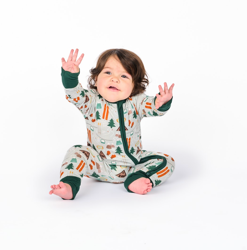 Ski Day Winter Bamboo Convertible Baby Pajamas Sleepsuit