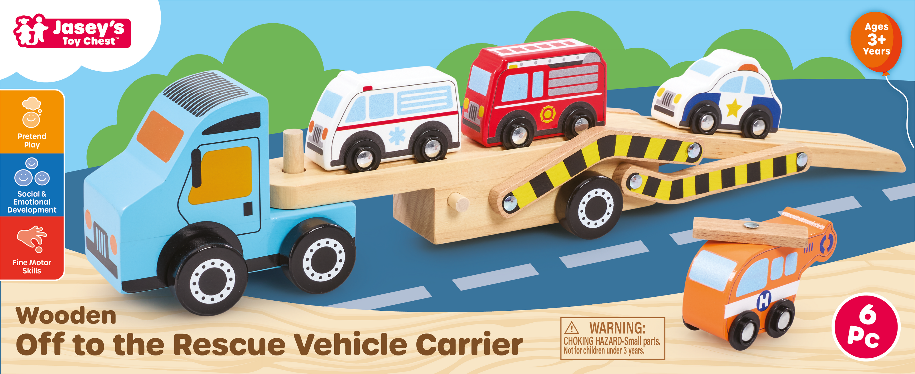 Wooden Off to the Rescue Vehicle Carrier Toy