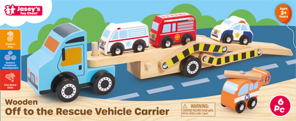 Wooden Off to the Rescue Vehicle Carrier Toy