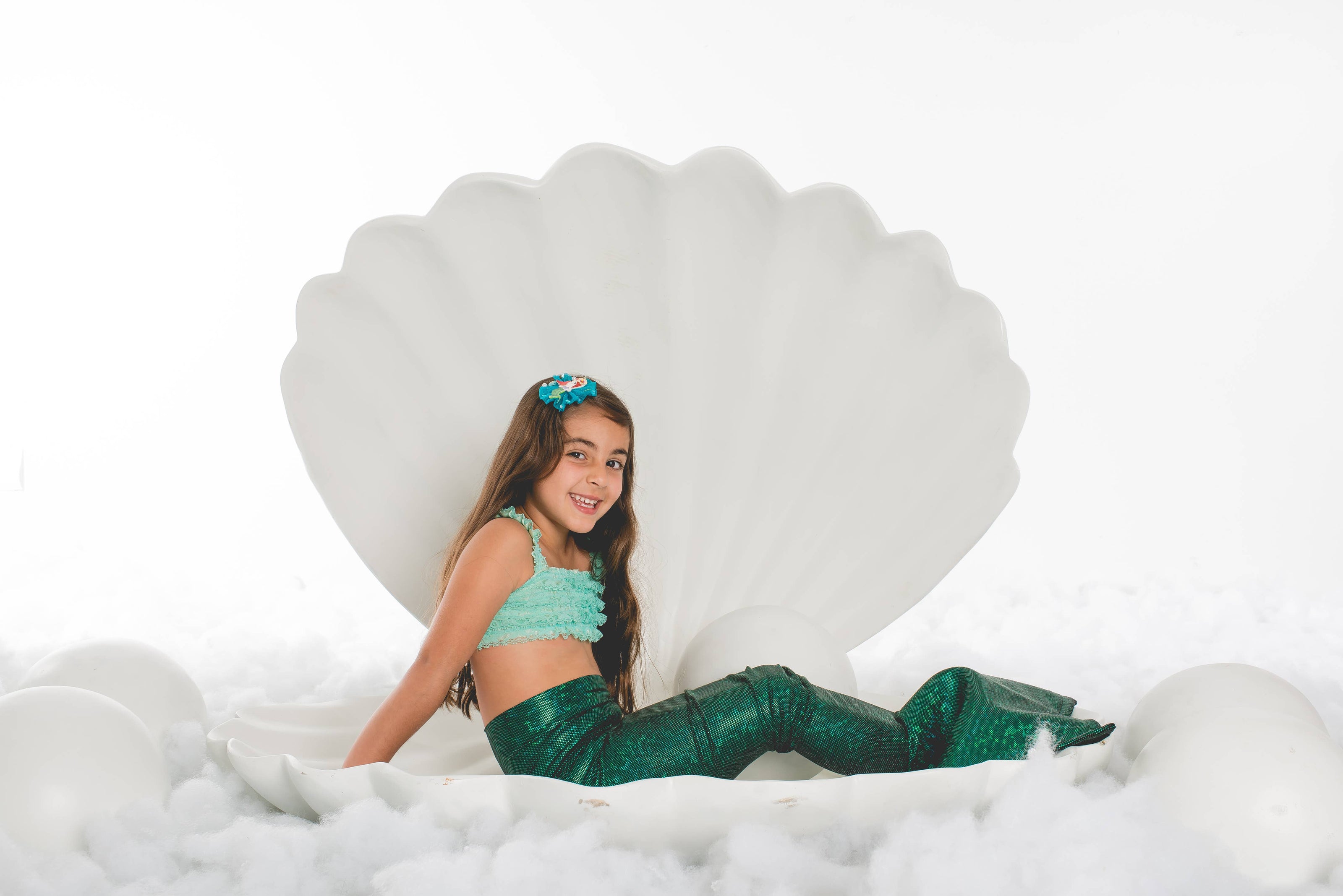 Tulle Mermaid Hair Clip- Ocean Blue