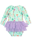 Mermaid Princess Tulle Skirted One Piece Rash Guard