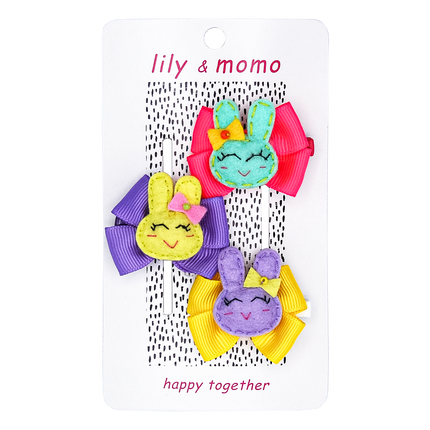Bunny Trio Hair Clips- Assorted Pastels