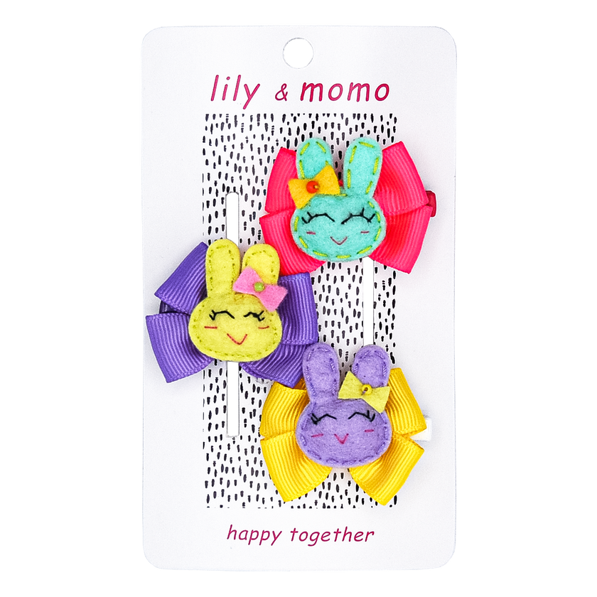 Bunny Trio Hair Clips- Assorted Pastels