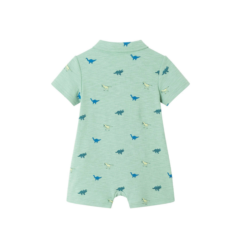Infant Print Polo Romper | Dinosaurs