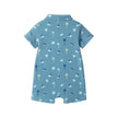 Infant Boys Blue Printed Baby Polo Romper | Blue Palm
