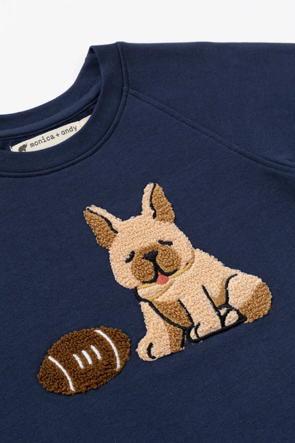 Embroidered Crewneck Sweatshirt Football Pups Organic Cotton