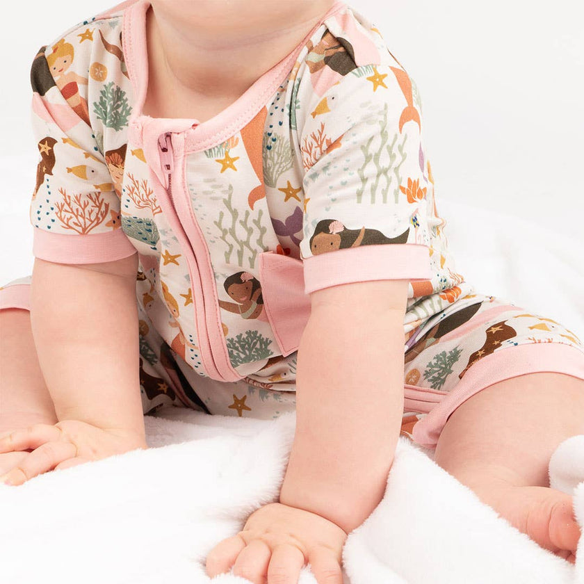 Mermaid Bamboo Shortie Romper - Making Waves, Baby