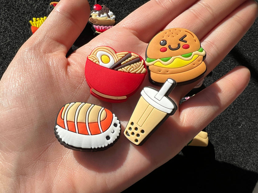 Yummy food Fries Fast Food Donuts Popcorn Bubble tea Ramen Taco watermelon and more Shoe Charms Julies Decal