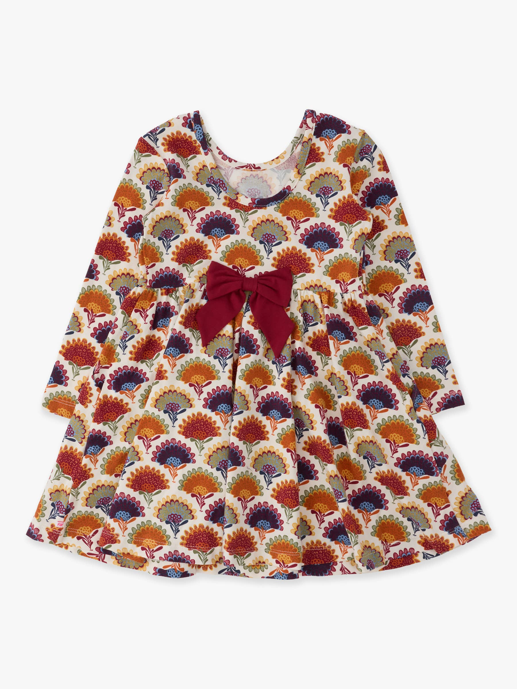 Girls Maple Blossoms Knit Long Sleeve Twirl Dress