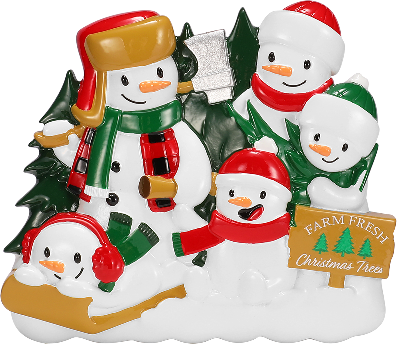 Christmas Tree Farm Snowman Family Personalized Ornament