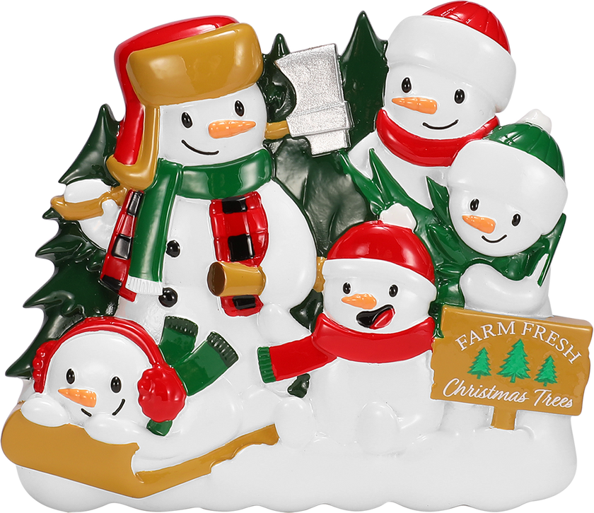 Christmas Tree Farm Snowman Family Personalized Ornament