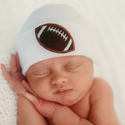 Chenille Football Patch Newborn Boy Hat