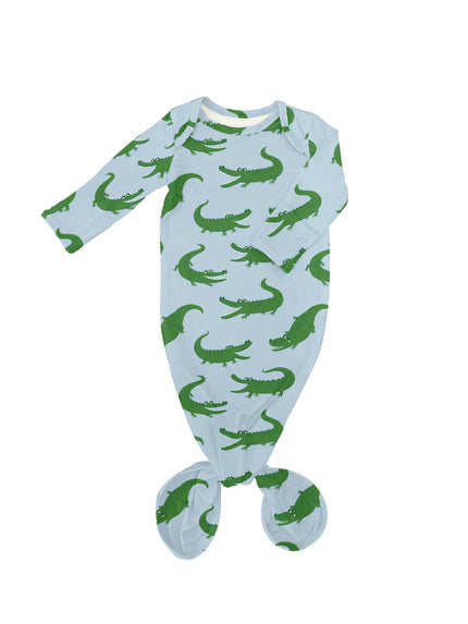 Blue Alligators - Knotted Infant Gown