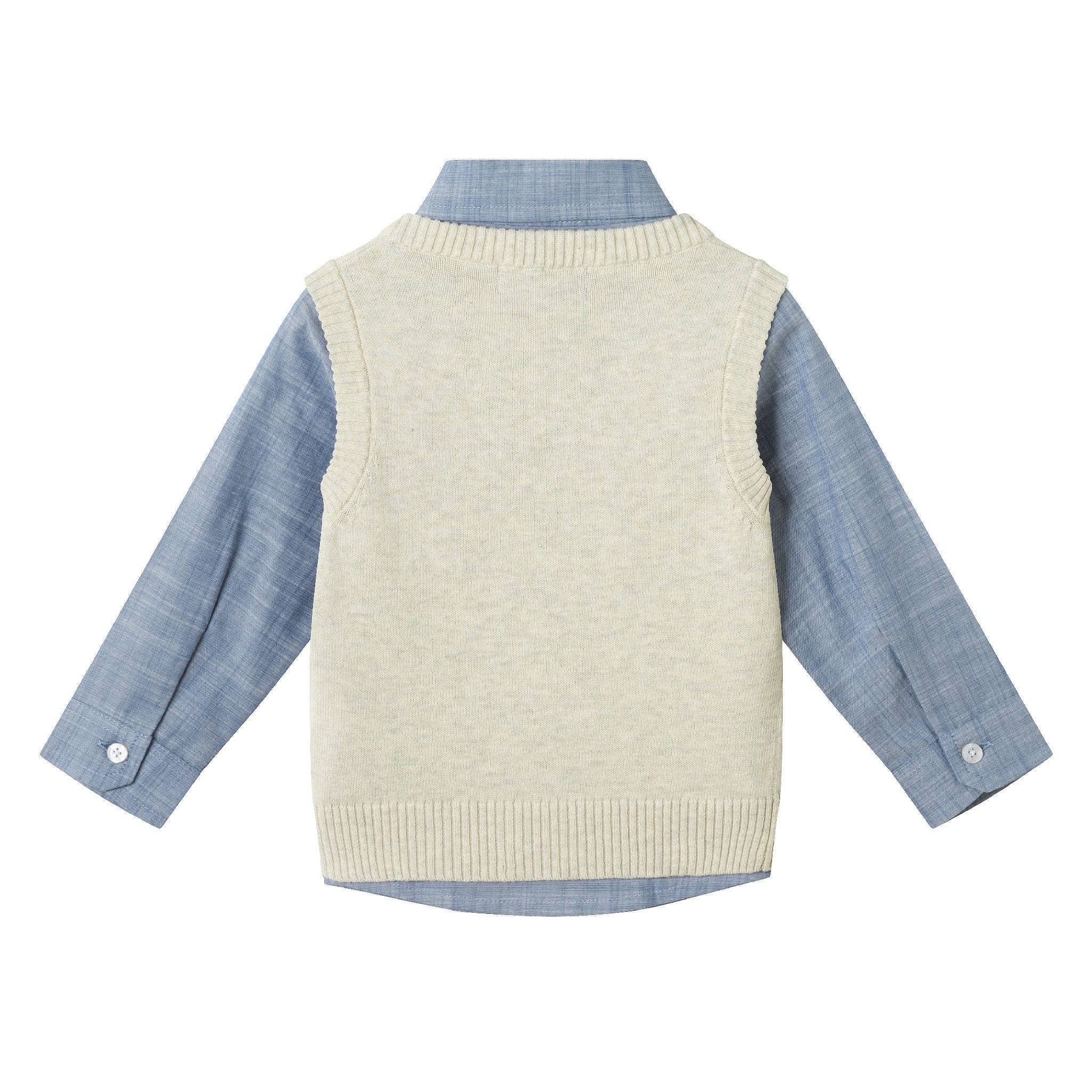 Infant Sweater Holiday Vest Set | Beige Reindeer