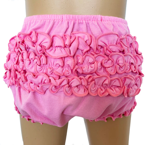 AnnLoren Baby & Toddler Girls Pink Knit Ruffled Butt Bloomer Diaper Cover