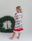Kids Holly & Bows Christmas Holiday Lace Ruffle Lounge Gown