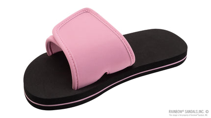 Kids Pink Grombow Slides Soft Rubber Top Sole with Adjustable Strap Rainbow Sandals