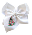 Pink Christmas Tree Embroidered Hair Bow 🎄