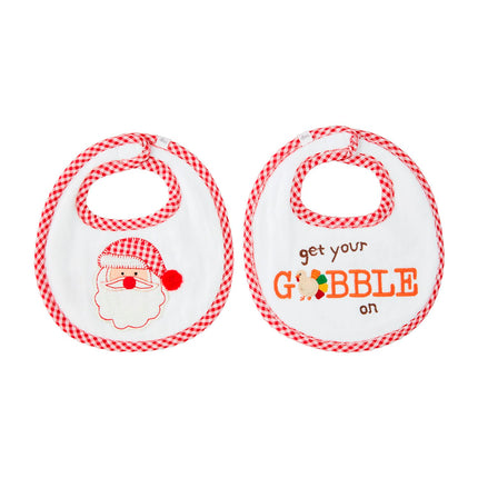Red Reversible Thanksgiving & Christmas Bib