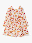Girls Thanksgiving Turkey Gobble Knit Long Sleeve Twirl Dress