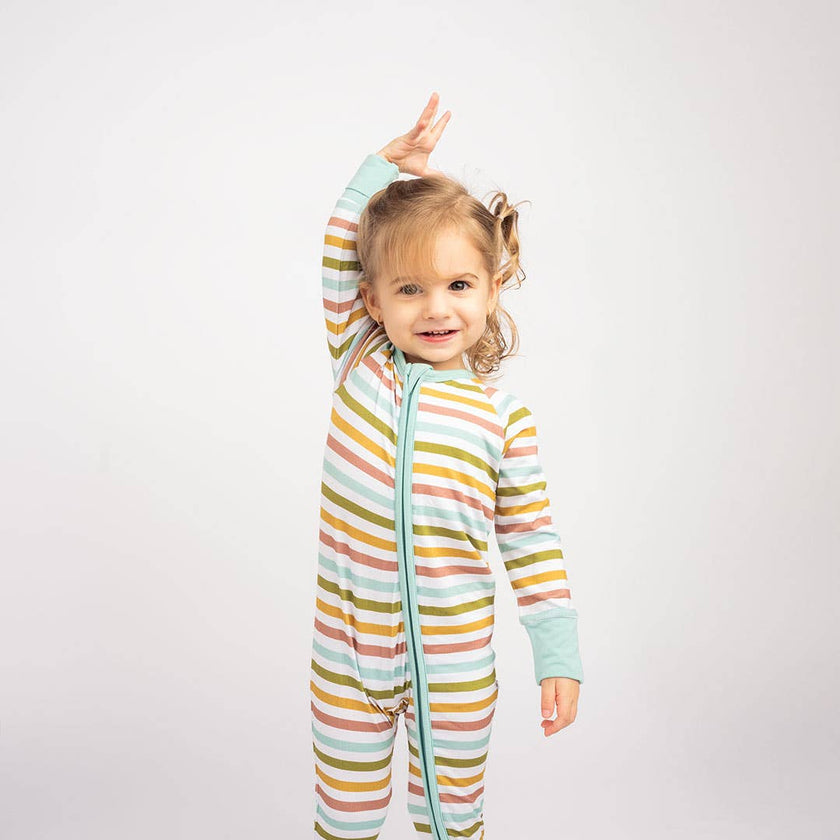 Striped Bamboo Baby Pajamas - Stripes, Convertible