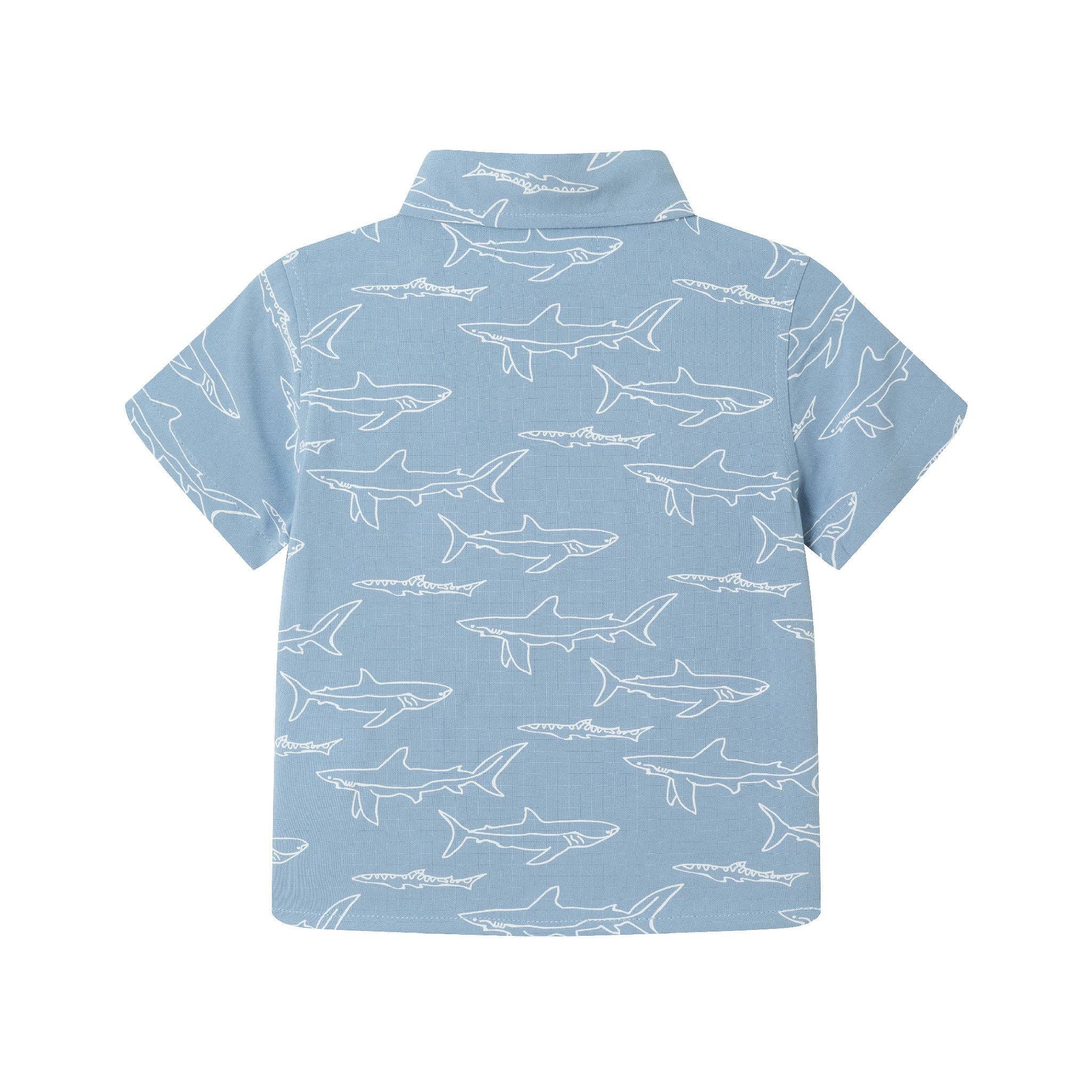 Infant Shark Print Buttondown Set | Blue