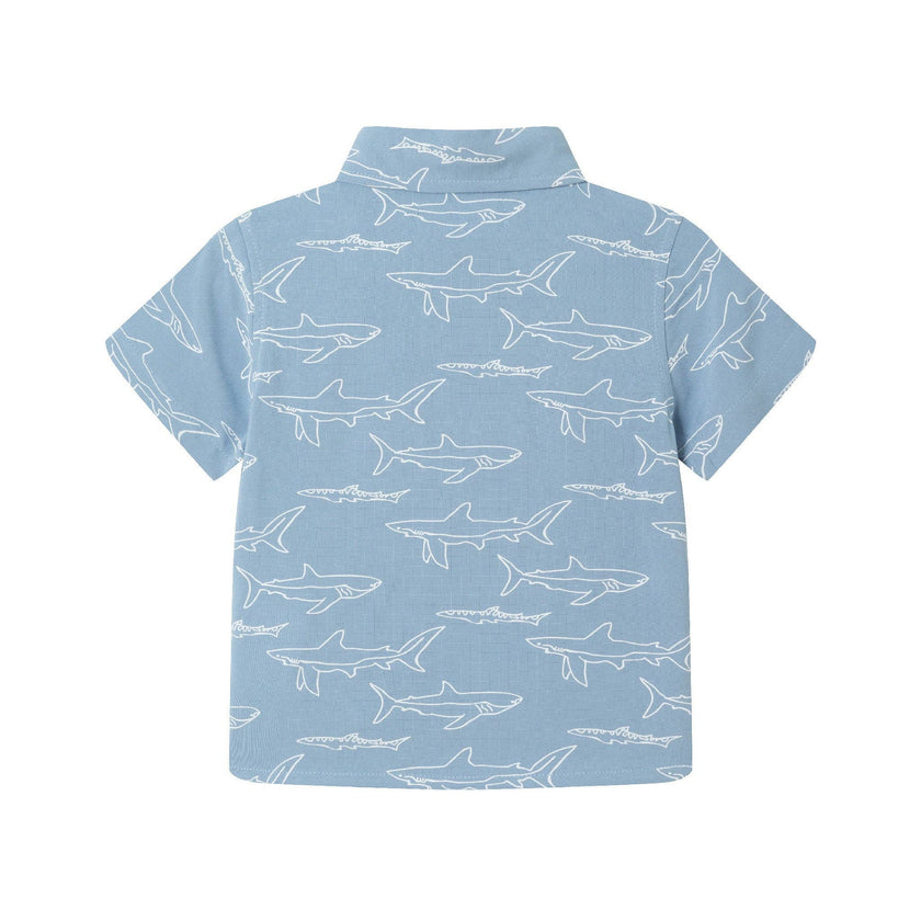 Infant Shark Print Buttondown Set | Blue