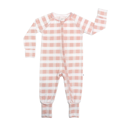 Pink Gingham Bamboo Convertible Footie Romper