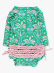 Baby Girls Coconut Cabana Long Sleeve One Piece Rash Guard Swimsuit with Signature Rear Ruffles