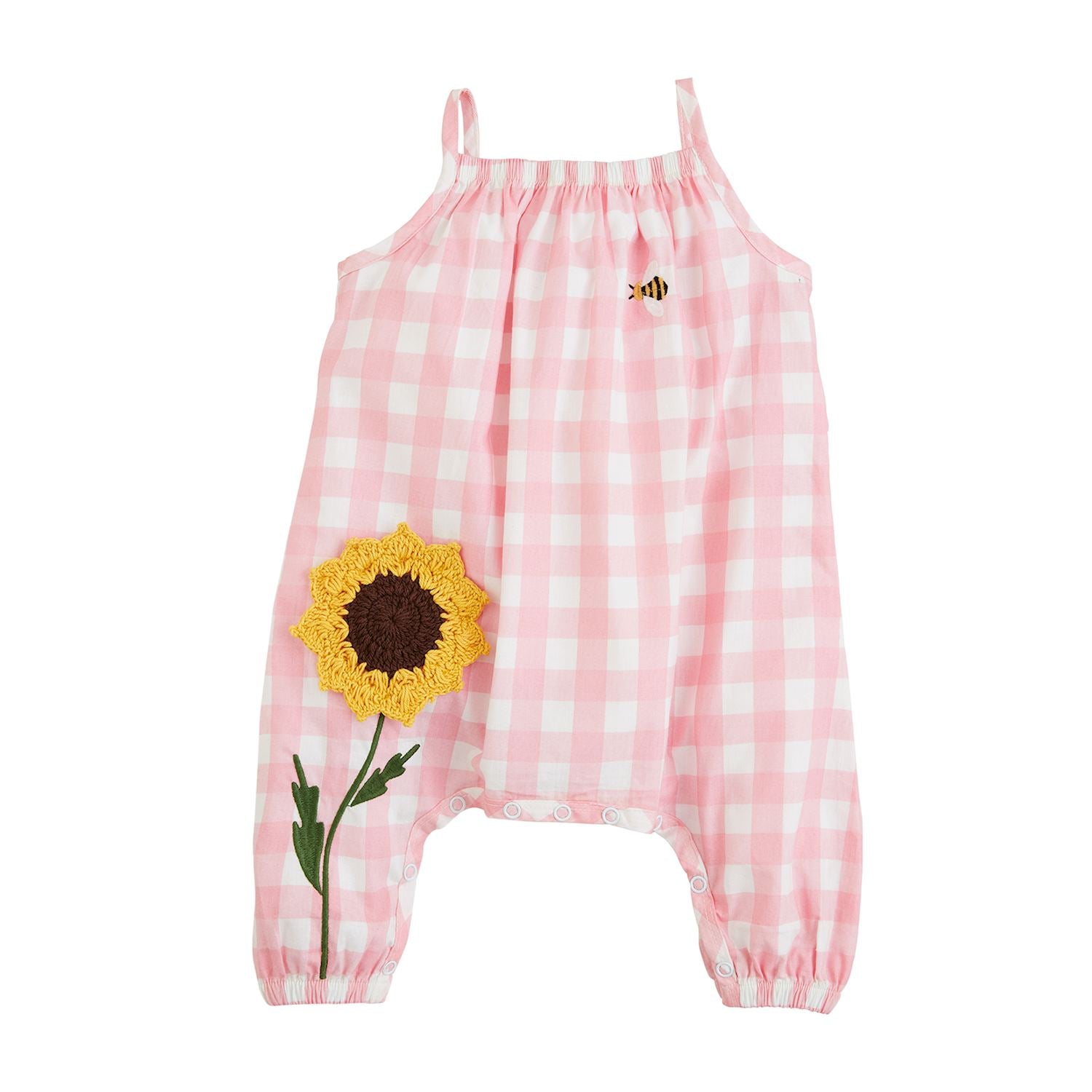 Pink Check Sunflower One-Piece