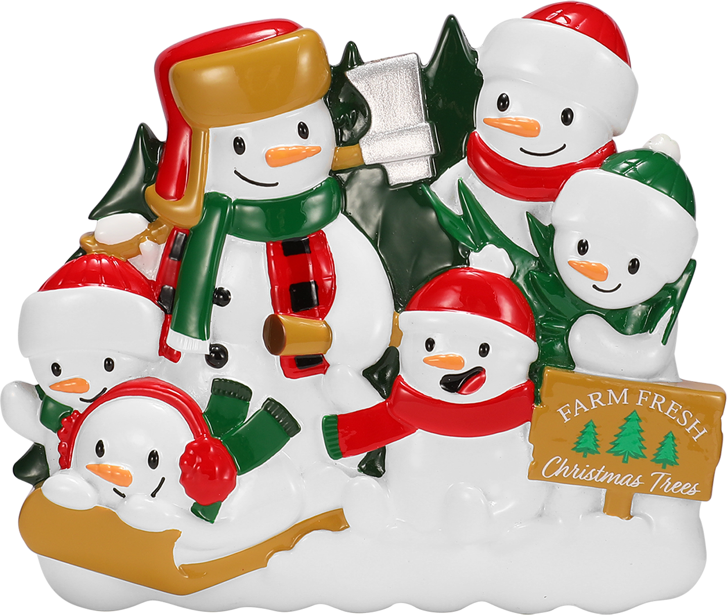 Christmas Tree Farm Snowman Family Personalized Ornament