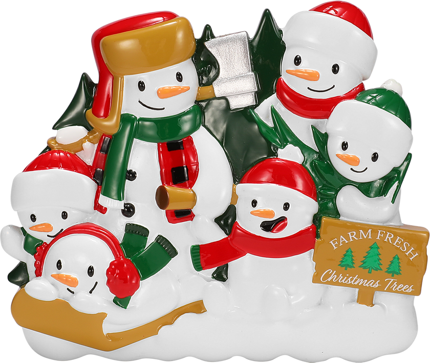 Christmas Tree Farm Snowman Family Personalized Ornament