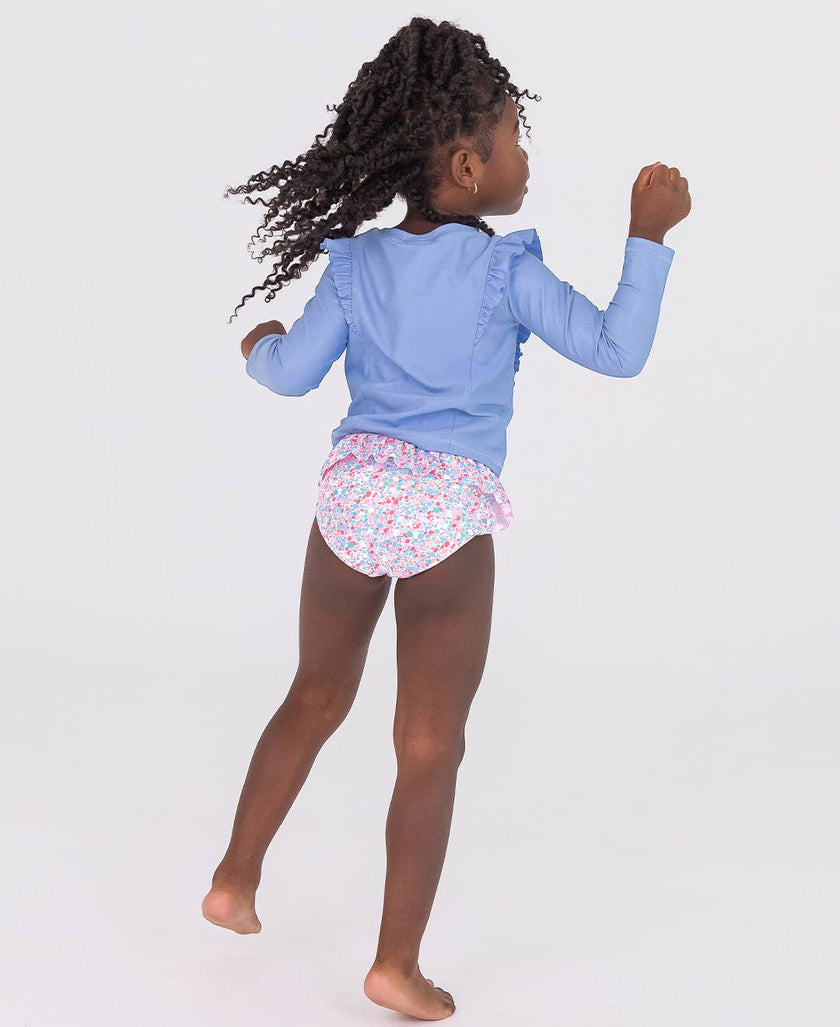 Sparkle Shimmer On Long Sleeve Princess Seam Ruffle Bikini