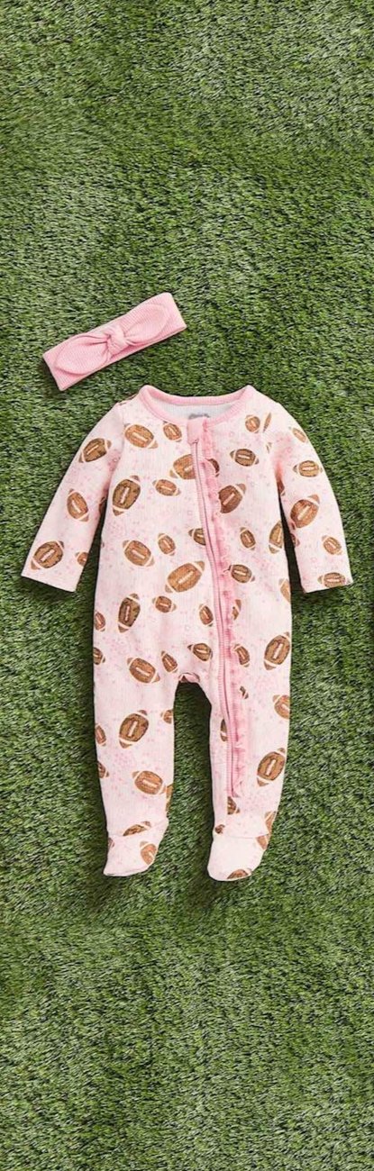 Pink Football Sleeper & Headband Set