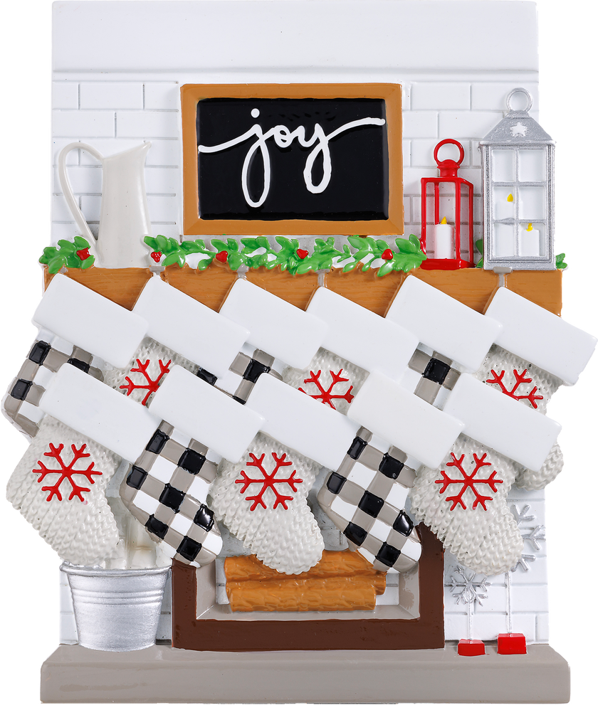 Fireplace Mantle Family Personalized Ornament