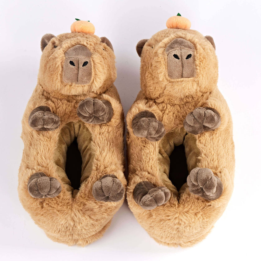 Mabel the Capybara | Kid's Animal Plush Non-Slip Slippers