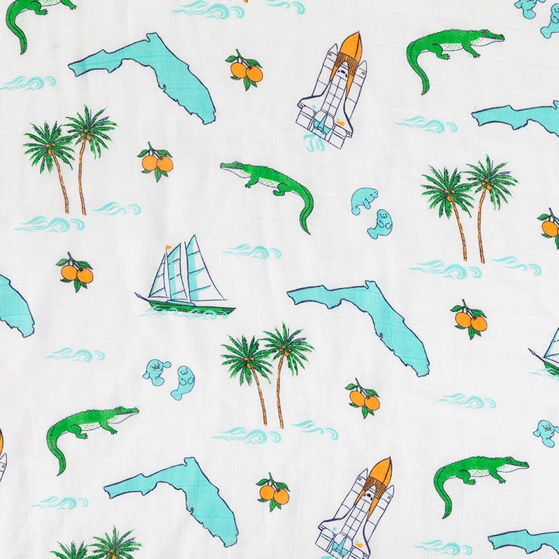 Blue Florida Swaddle Blanket