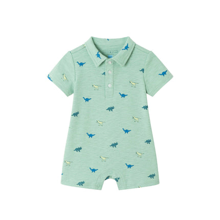 Infant Print Polo Romper | Dinosaurs