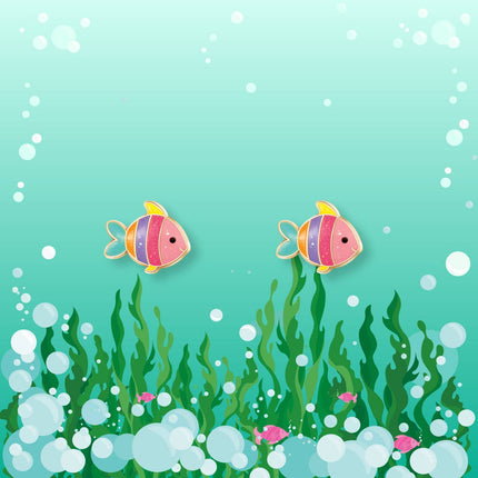 Glitter Rainbow Fish Cutie Children's Stud Earrings