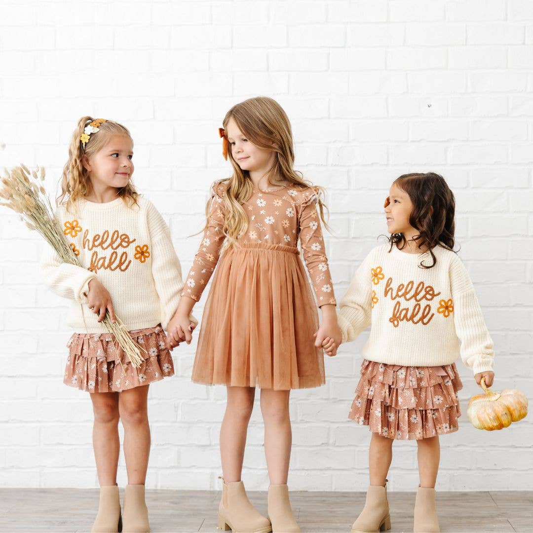 Ditsy Fall Floral Printed Tiered Tutu - Kids Clothing