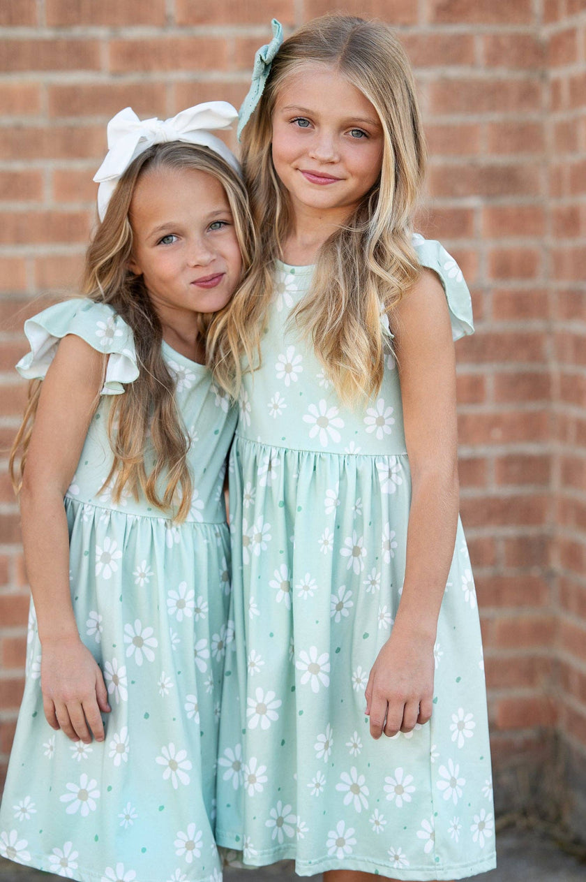 Claire Sage Daisy Spring Easter Flutter Sleeve Dress