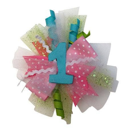 Birthday Puff Silver & Pink Bow #3