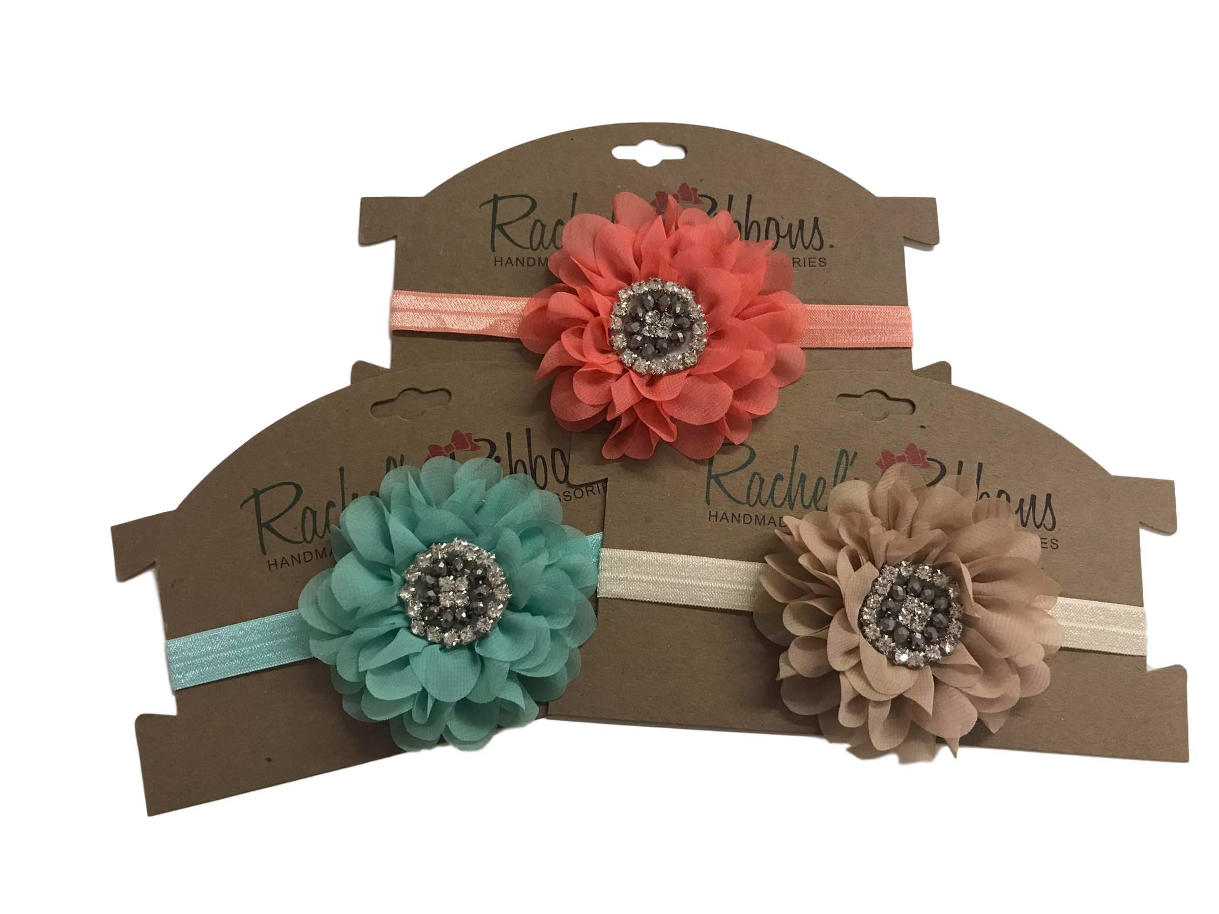 Jeweled Peony on Satin Stretch Headband