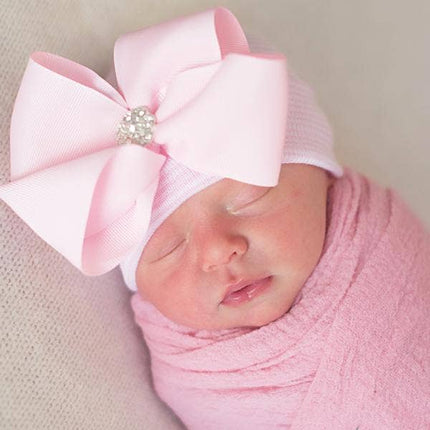 Newborn Girl Bow Hospital Hat - Baby Girl Hat