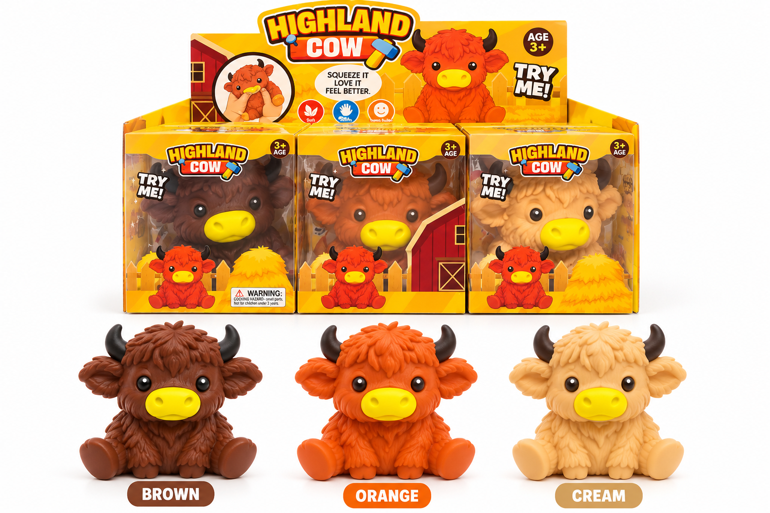 5” Highland Cow XL Squishy – Assorted Colors